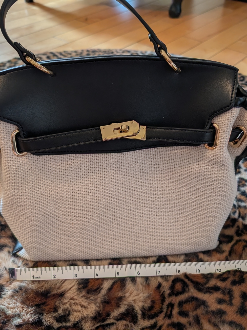 Urban Expressions Black and Cream Top-Handle Satchel